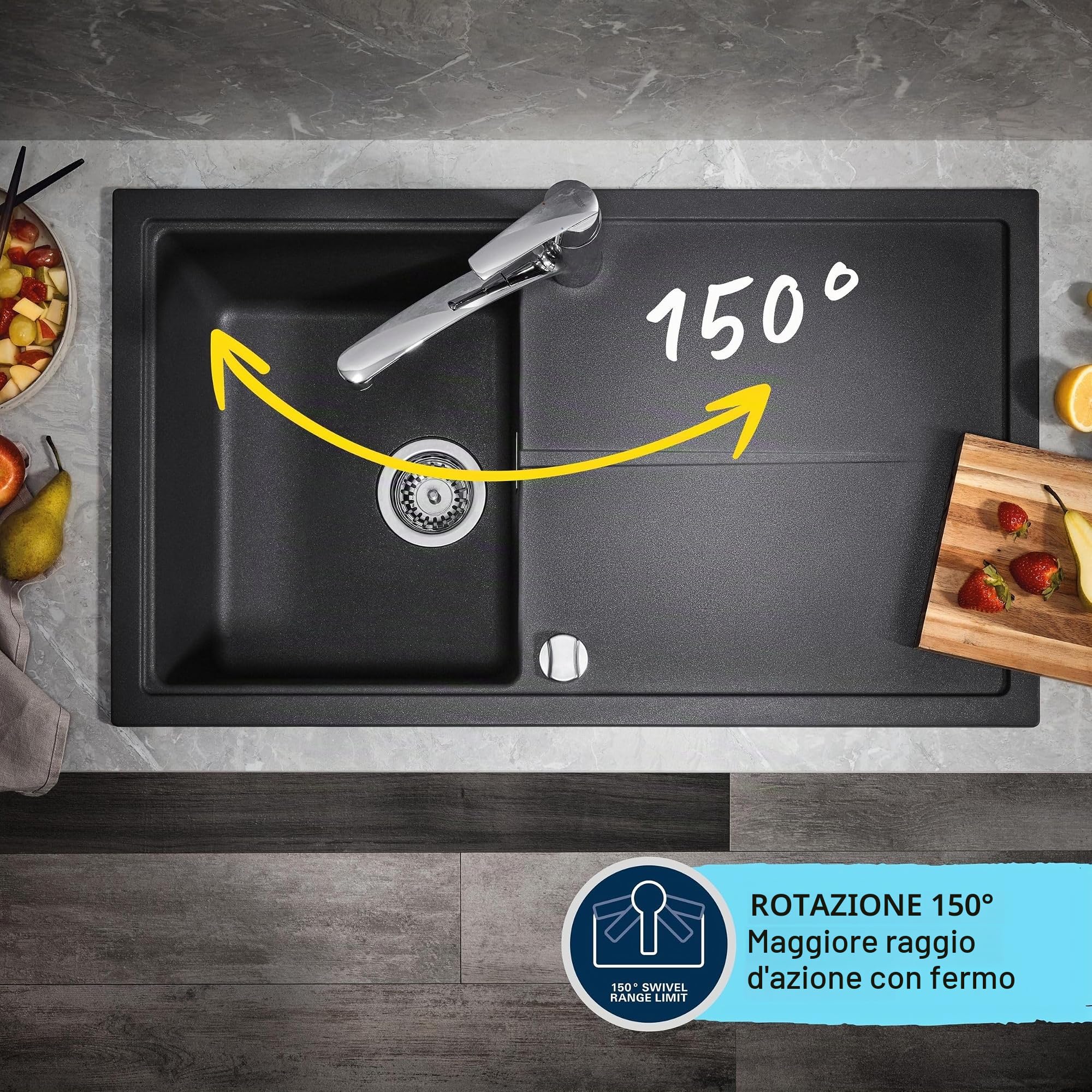 GROHE Start QuickFix miscelatore cucina nero opaco bocca C