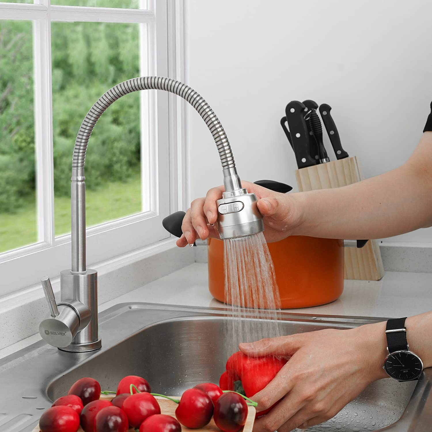Solvex DE-SP-10017 miscelatore cucina acciaio inox doccetta