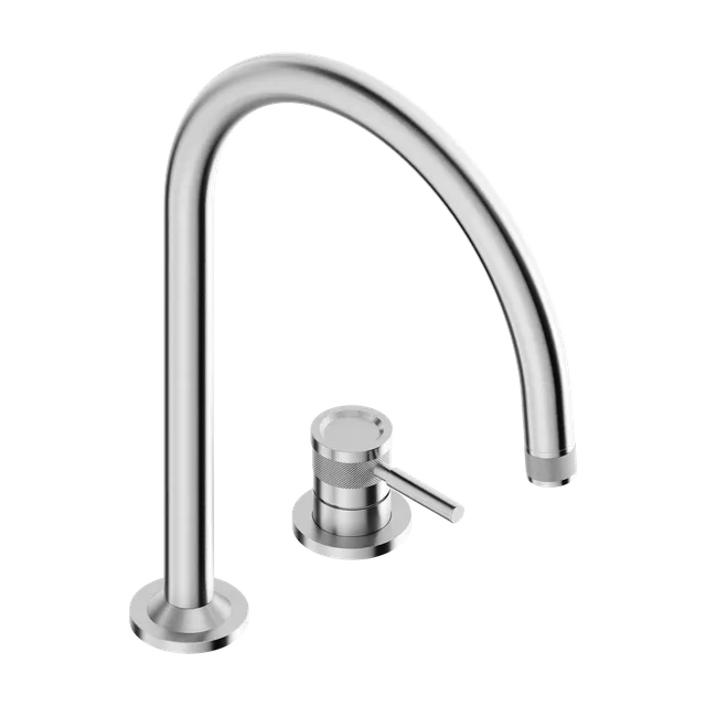 Tubico Volga miscelatore lavabo 2 fori bocca ad arco inox