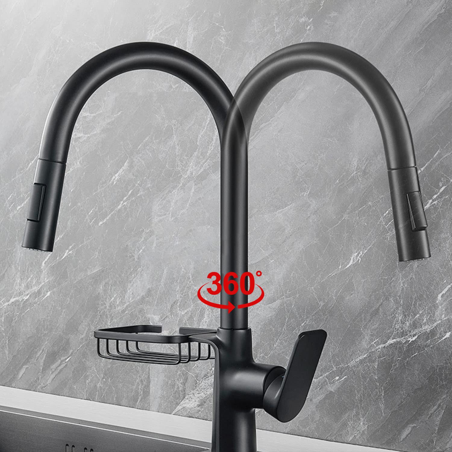Solvex SP-10044-N rubinetto cucina nero acciaio inox