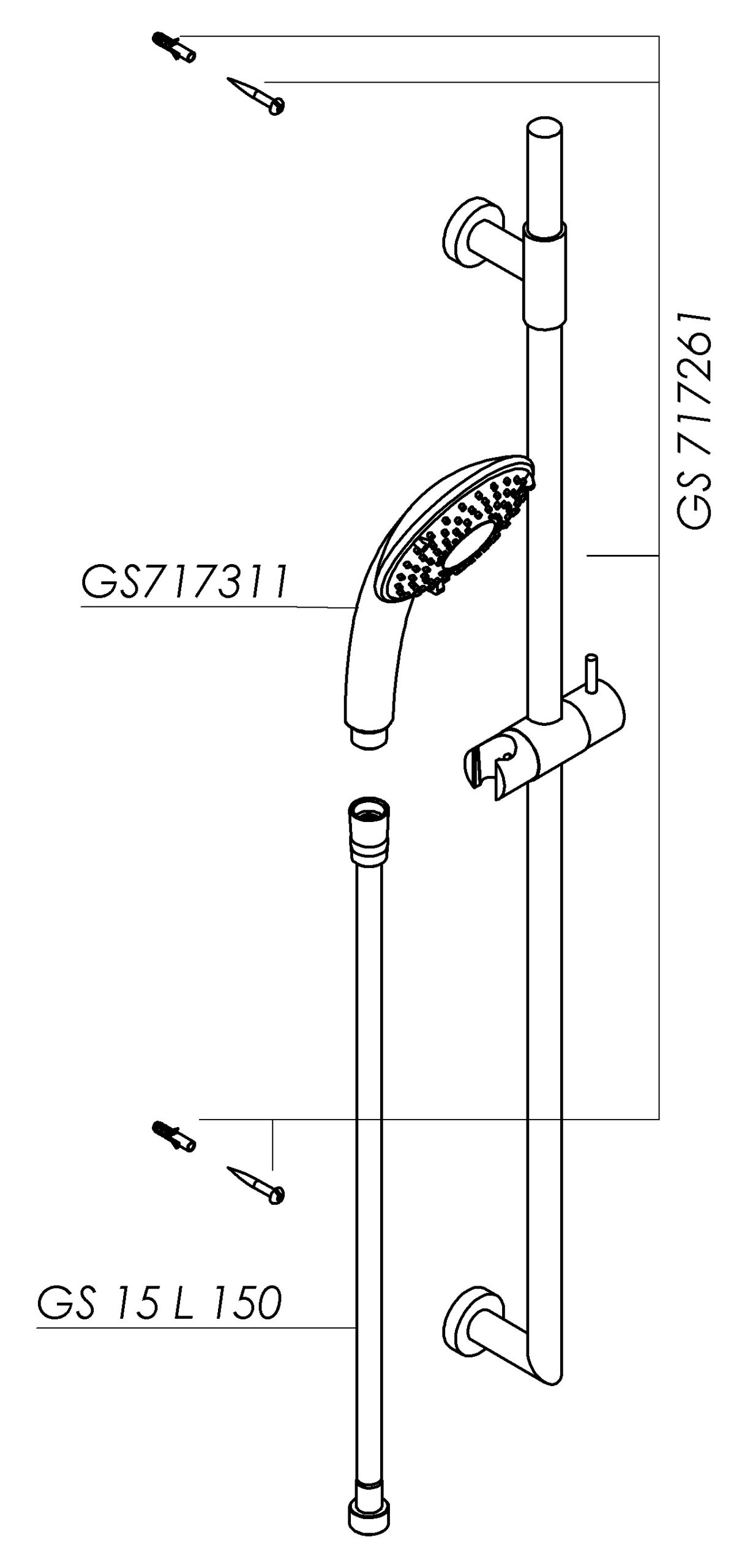 Schmiedl GS717271L set doccia asta 900 mm 3 getti