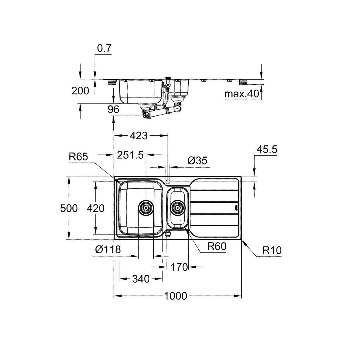 Grohe K500 31572SD1 lavello cucina 1000x500 inox