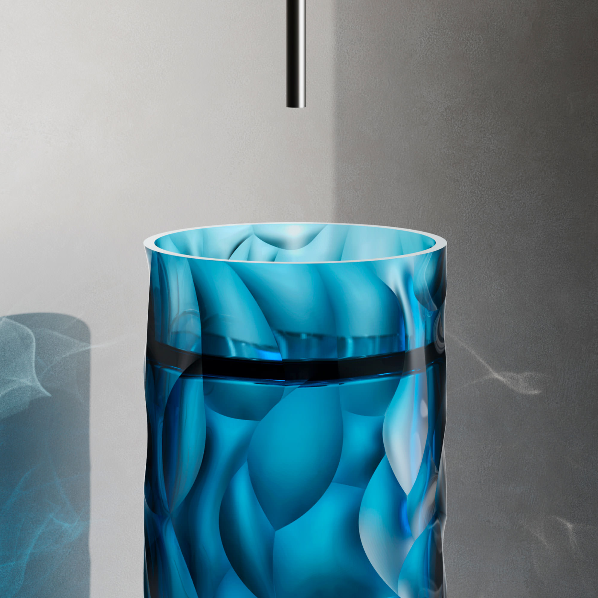 Sined Zefiro Blu lavandino colonna resina trasparente blu 45 cm