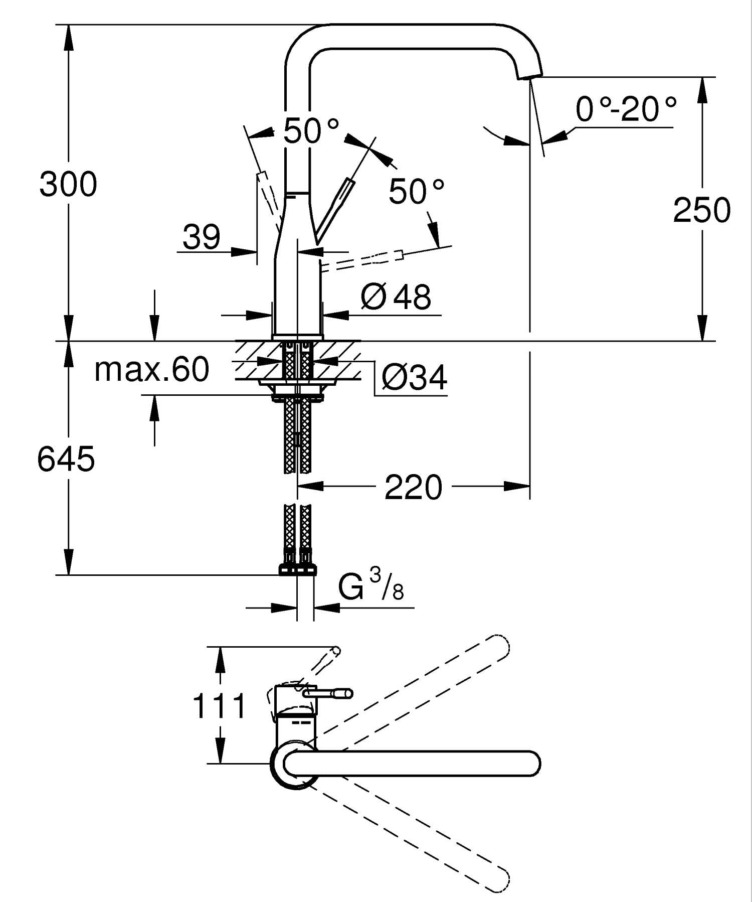 Grohe Essence 30269000 Miscelatore Cucina Cromato Monocomando