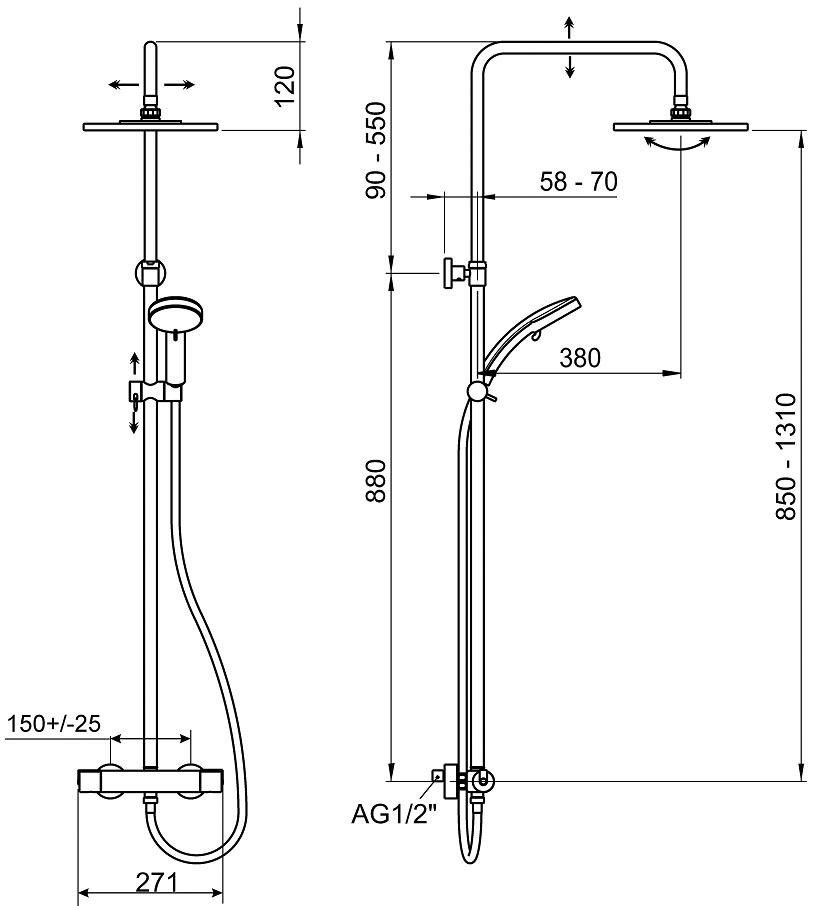 Schmiedl Top GS34441 colonna doccia termostatica 250 mm