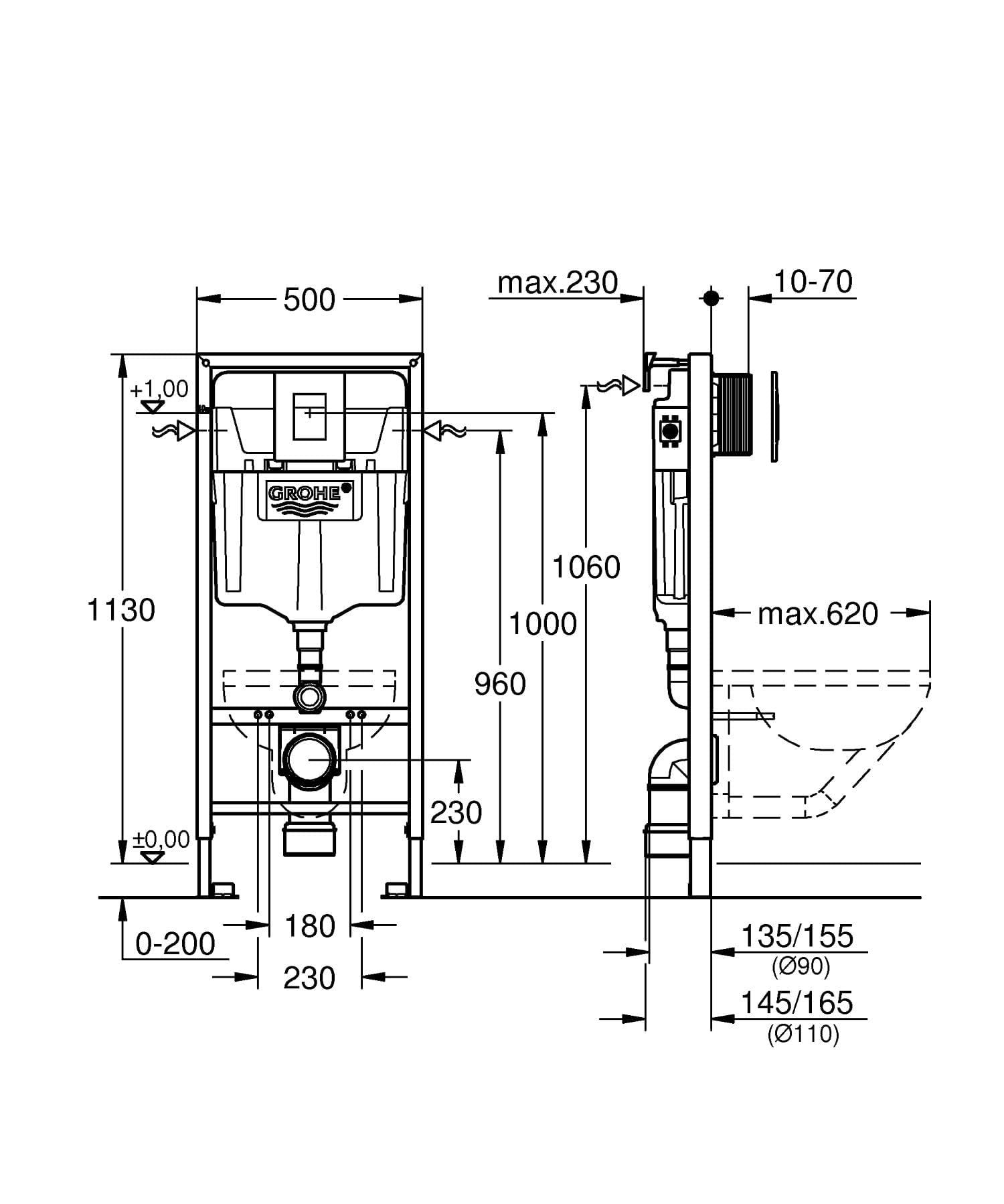GROHE Rapid SL 38772001 Modulo WC Sospeso con Cassetta