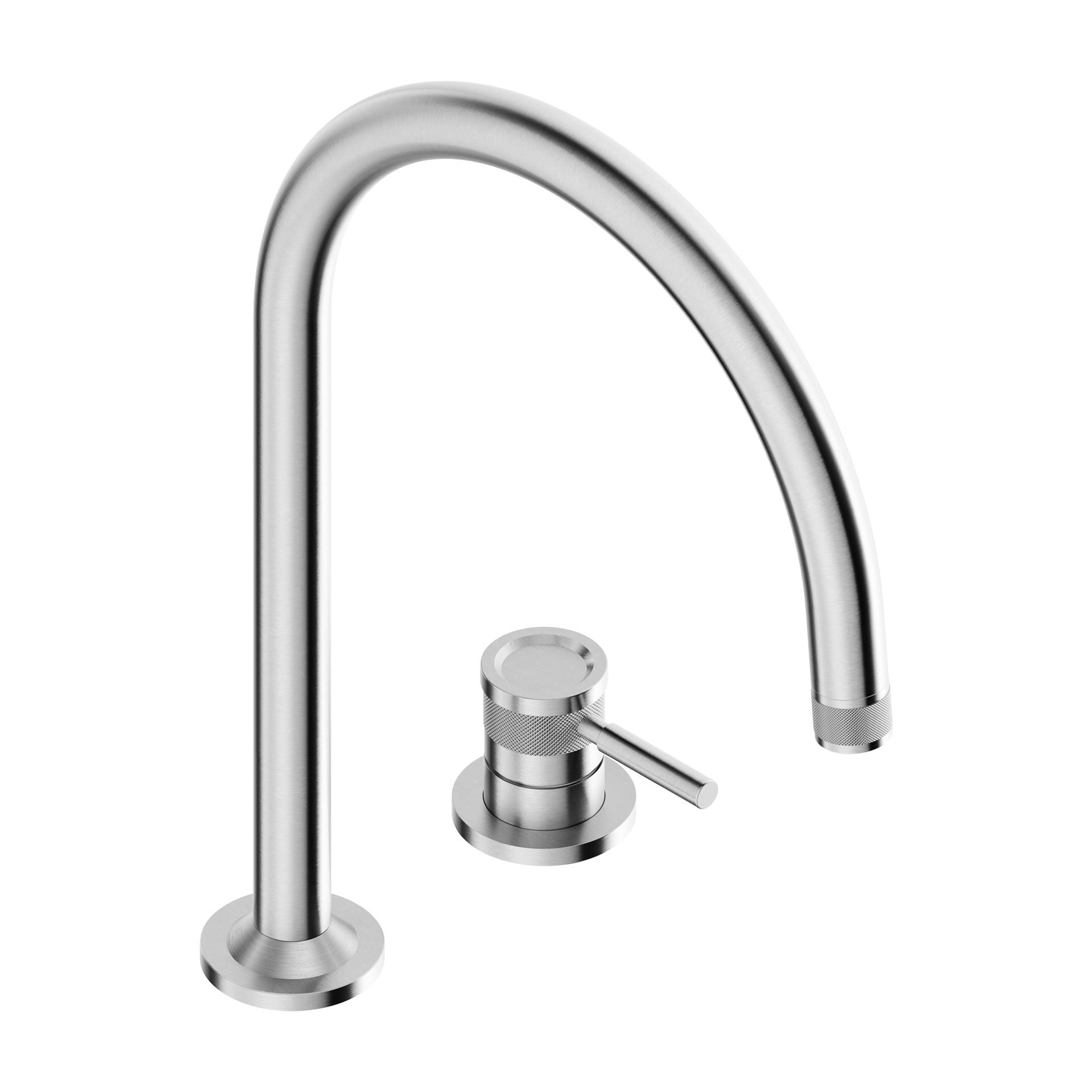 Tubico Volga miscelatore lavabo 2 fori bocca ad arco inox