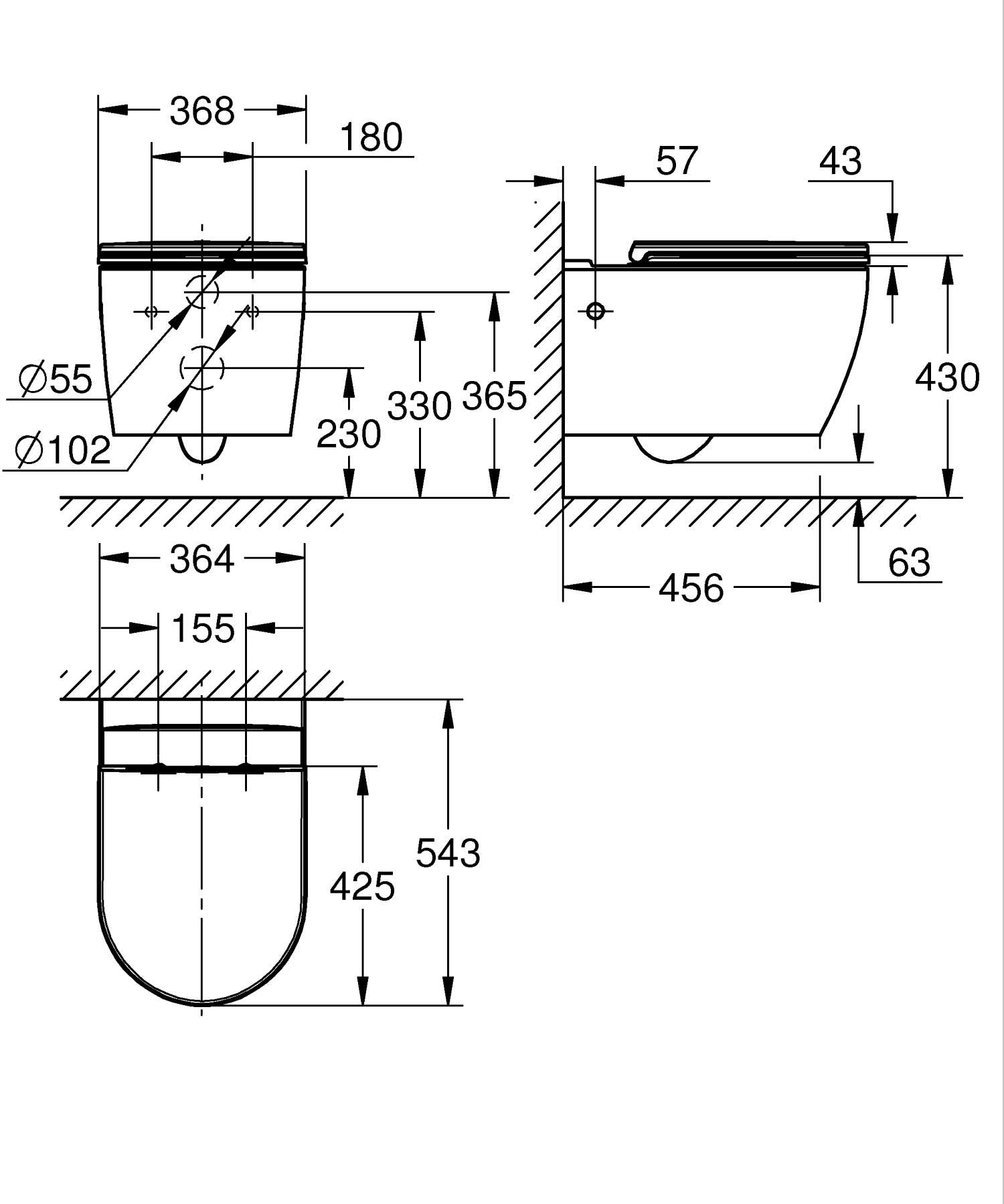 Grohe Start Round 103848SH00 vaso sospeso senza brida bianco