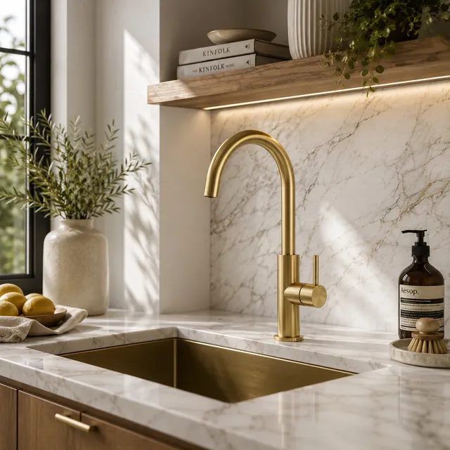 Sined Levante Alto Rubinetto Cucina oro acciaio inox 316L