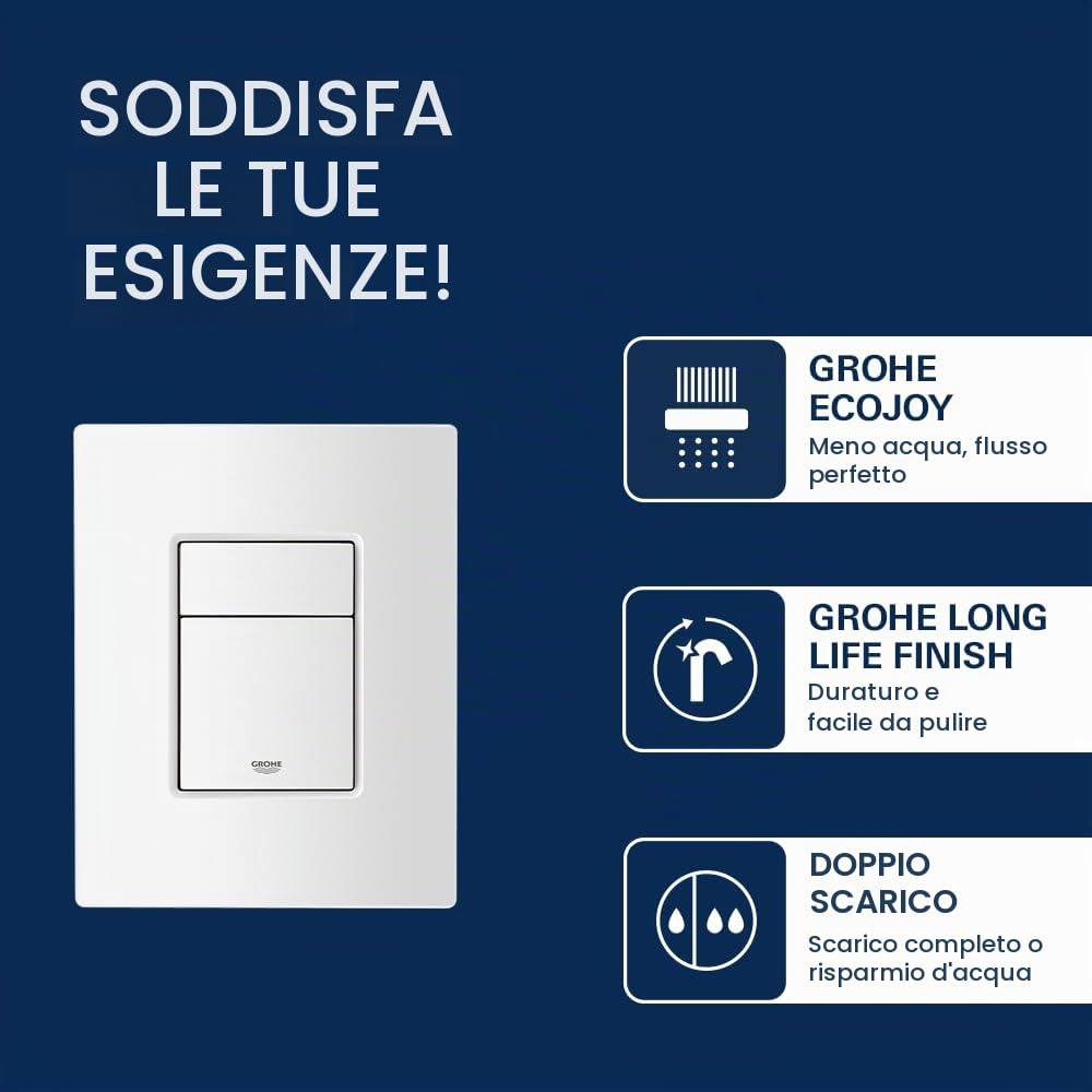 Grohe Skate Cosmopolitan 38732SH0 Placca WC Bianca doppio scarico