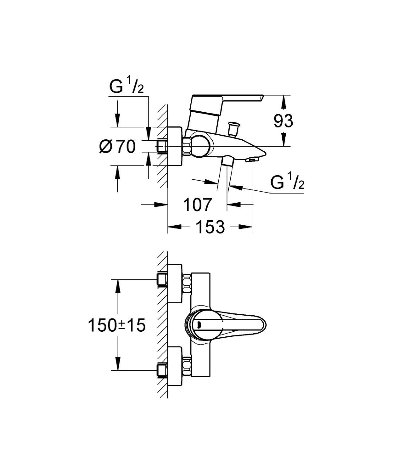 Grohe Essentials 32269000 Miscelatore Vasca Cromo a Parete