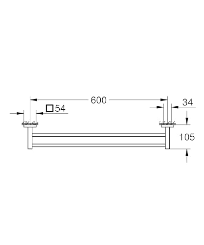 GROHE Start Cube 411042430 portasciugamani doppio nero opaco 654 mm