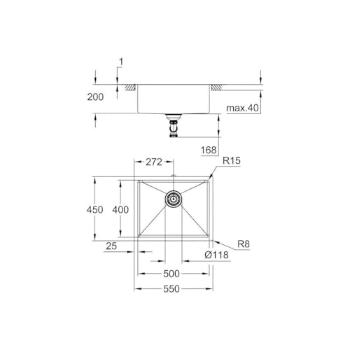 Grohe K700 31574SD1 Lavello Cucina 1 Vasca Acciaio Inox