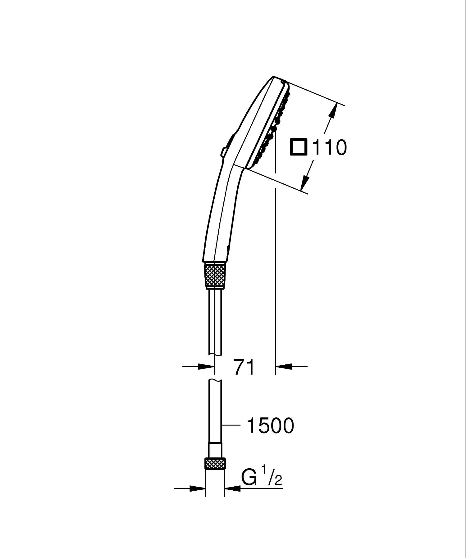 Grohe Vitalio Comfort 110 Manopola Doccia Cromo con Flessibile 1,5 m