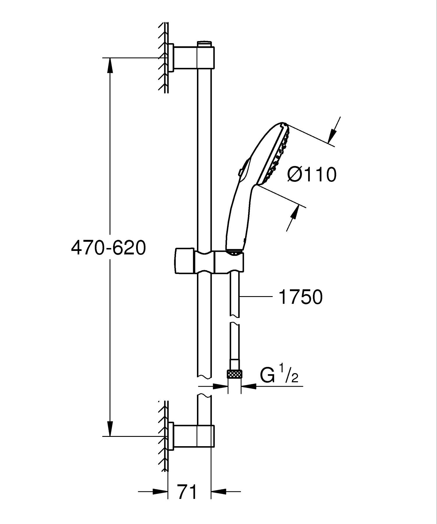 GROHE Vitalio Start 110 26032001 Set Saliscendi 3 Getti Cromo
