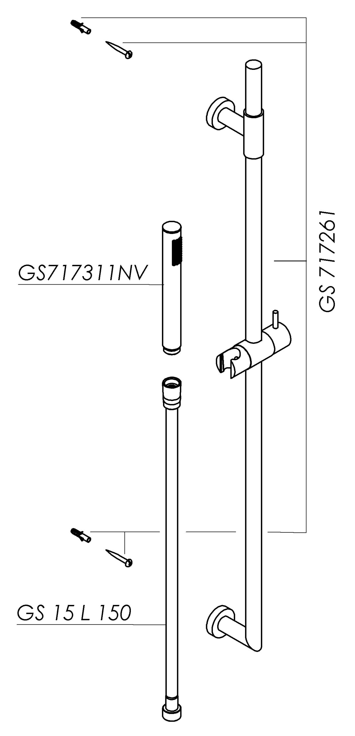 Schmiedl GS717261 asta doccia 900 mm in metallo