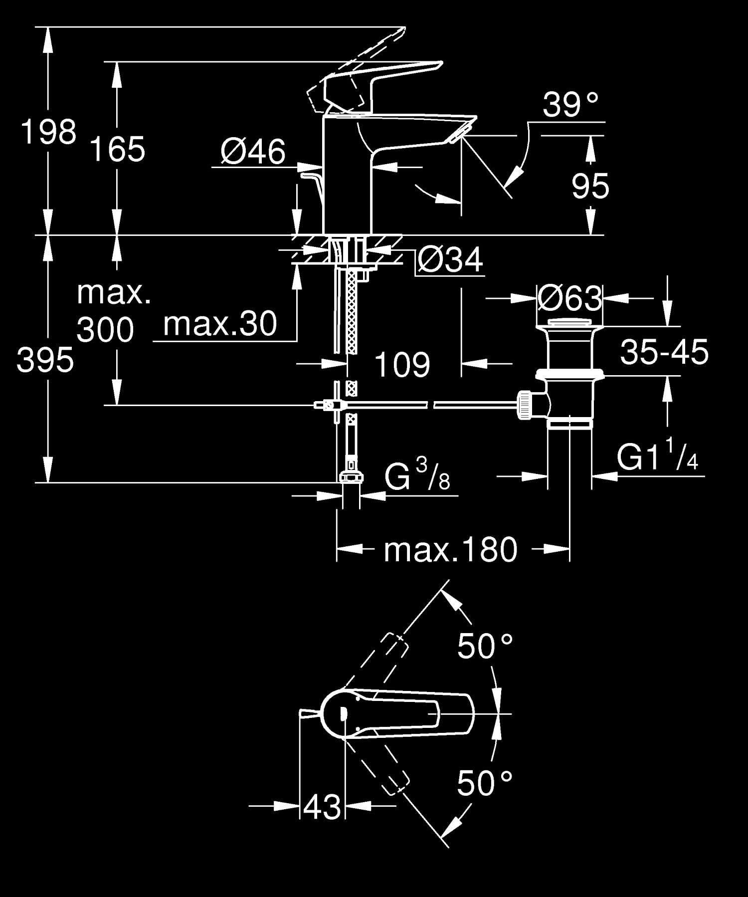 Grohe Start 242092432 rubinetto lavabo nero opaco S