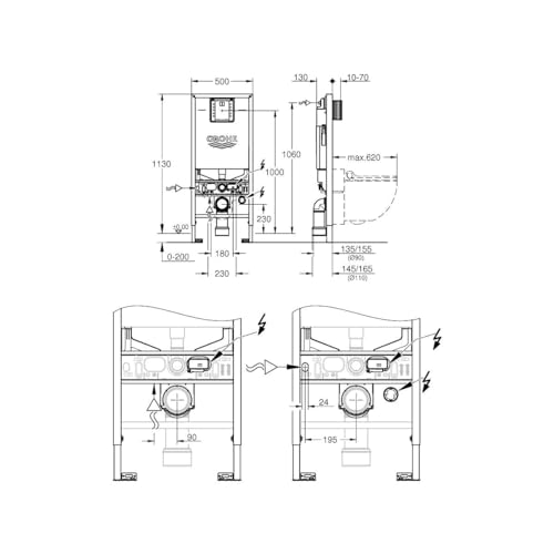 Grohe Rapid SLX 39596000 Modulo WC Sospeso Blu 1,13 m