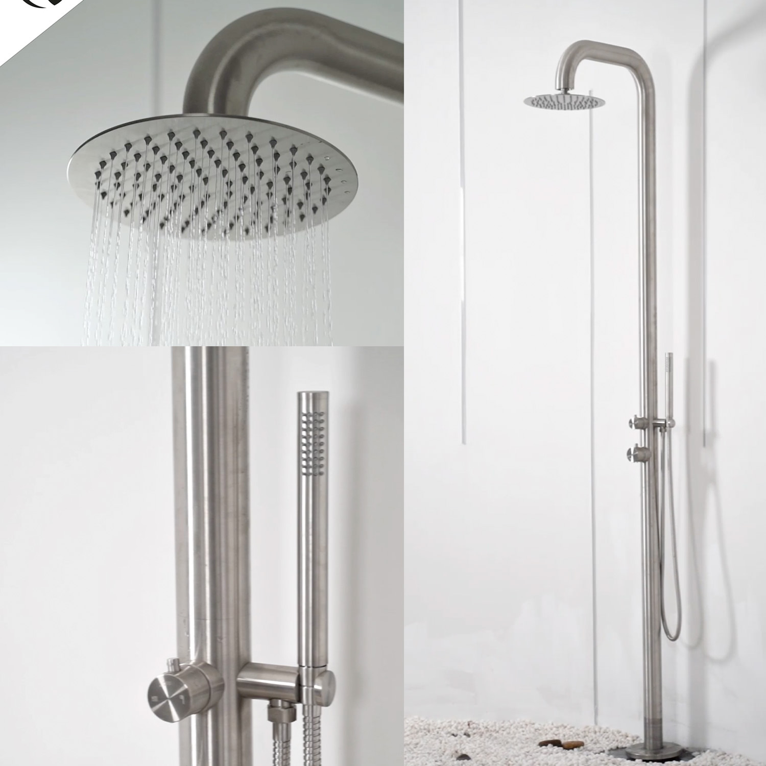 Sined Pula doccia da giardino calda e fredda inox 230 cm