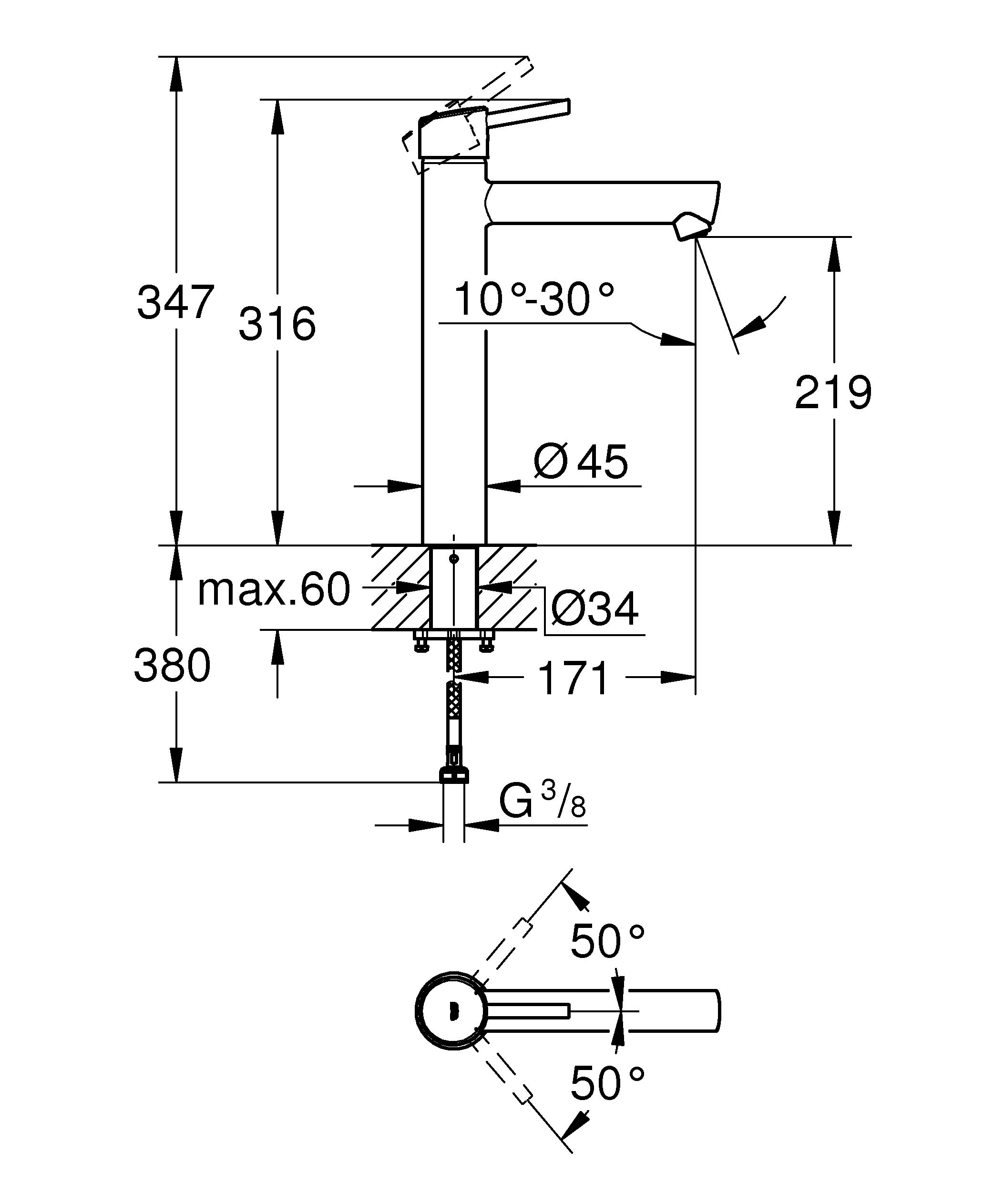 GROHE 23920001 miscelatore lavabo XL per bacinella