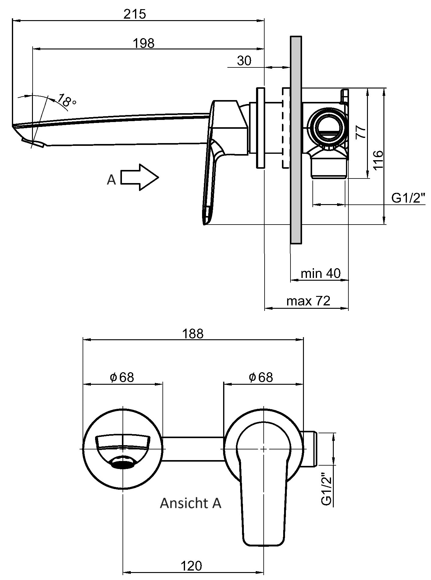 Schmiedl Vido GS39254P U0 miscelatore lavabo a muro incasso