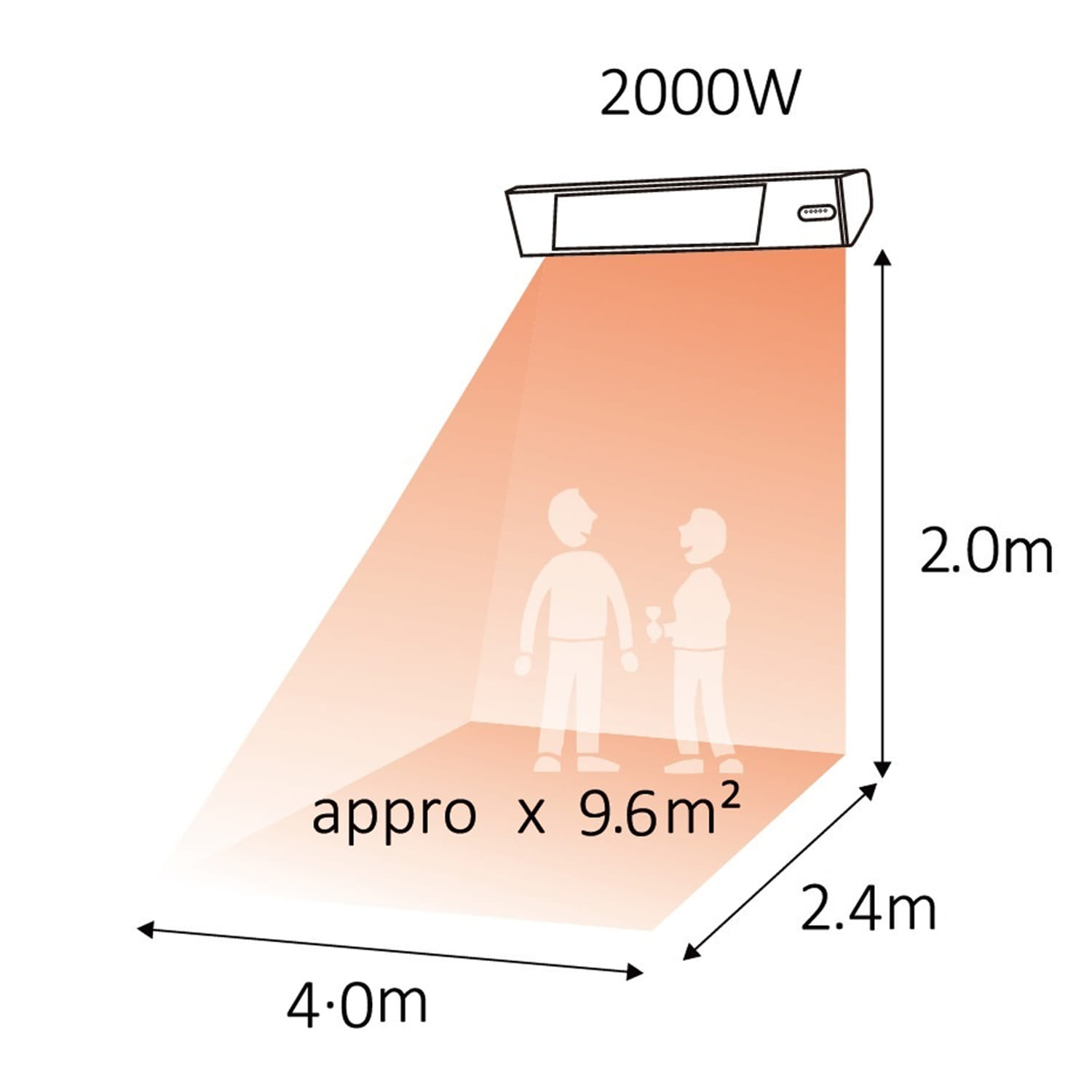 Sined Caldo-Vetro-Nero-2000 stufa infrarossi 2000W IP65