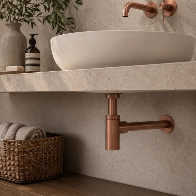 Sined Levante Oro Rosa sifone lavabo acciaio inox
