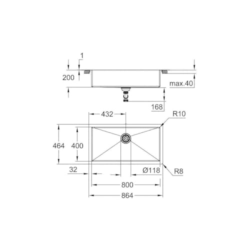 GROHE K700 31580SD1 Lavello Cucina 1 Vasca Acciaio 86x46 cm