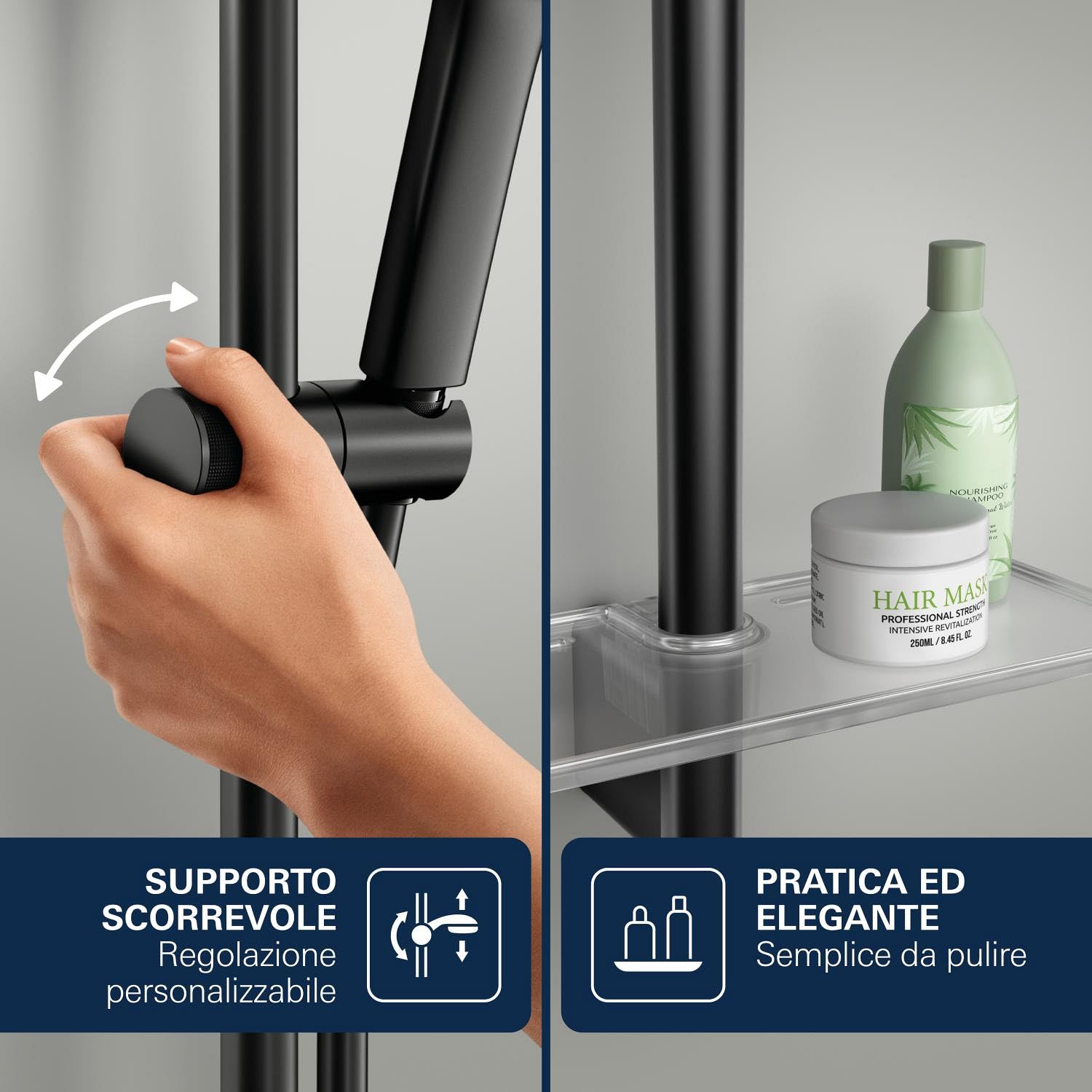 GROHE Vitalio Joy+ 120 1348662430 saliscendi nero opaco risparmio idrico