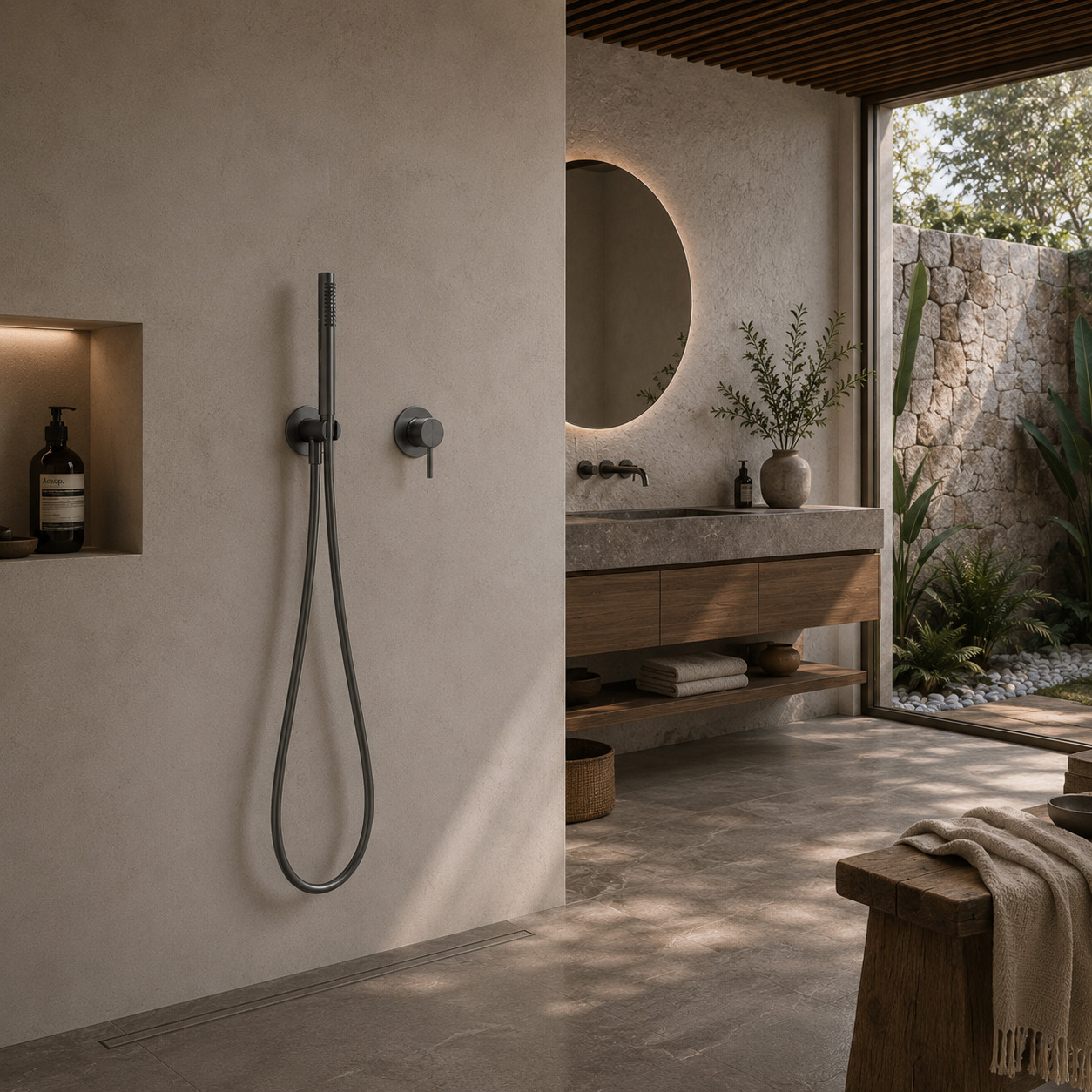 Sined Levante Set Doccia a Muro Canna di Fucile Inox
