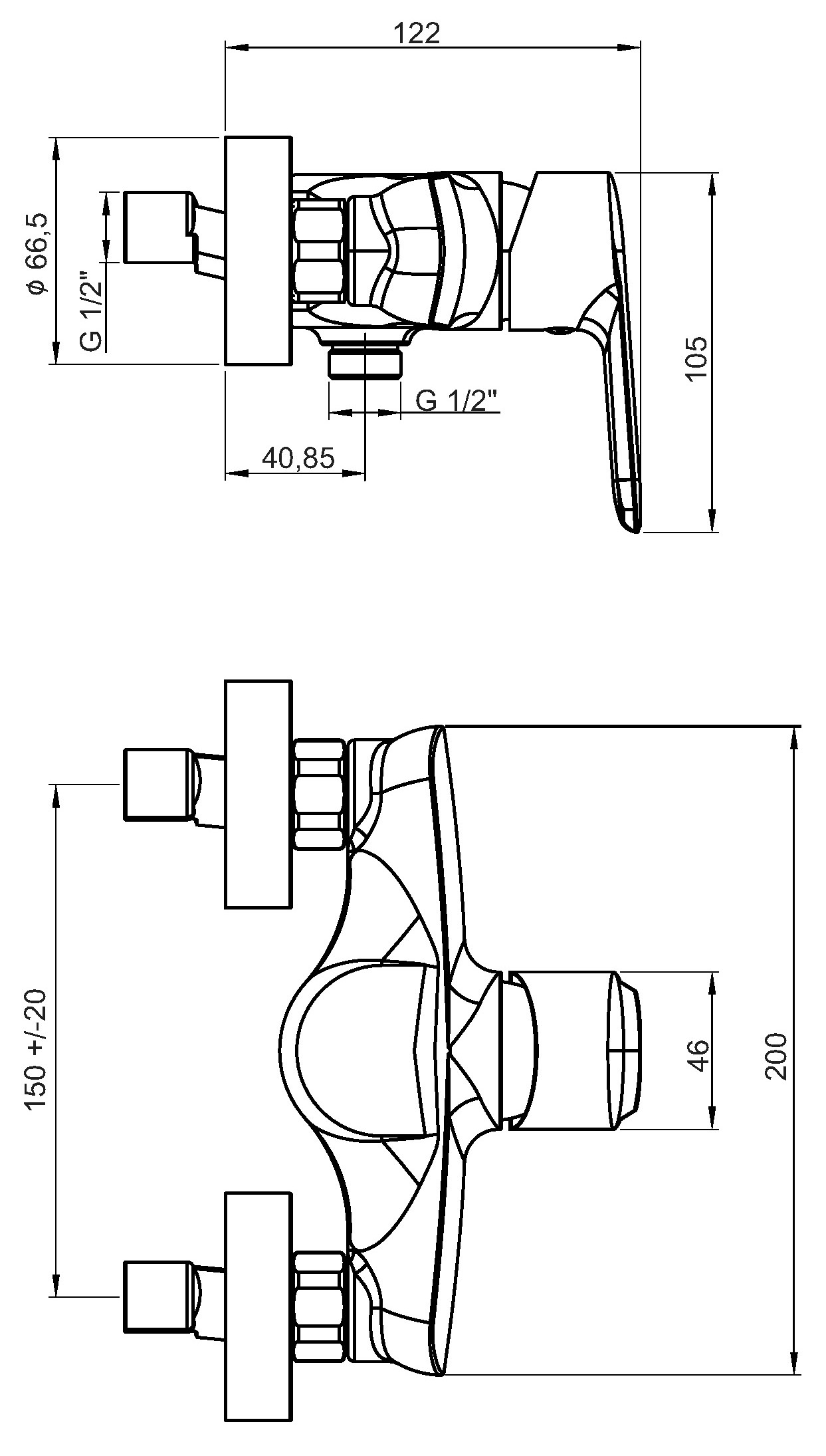 Schmiedl Vido GS39414 Miscelatore Doccia a Muro Monoleva