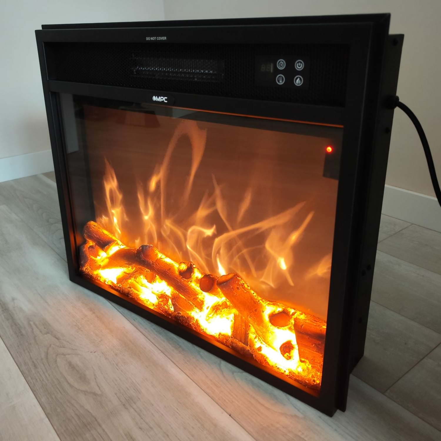 Sined Vulcano Caminetto Elettrico 1500W nero vetro LED