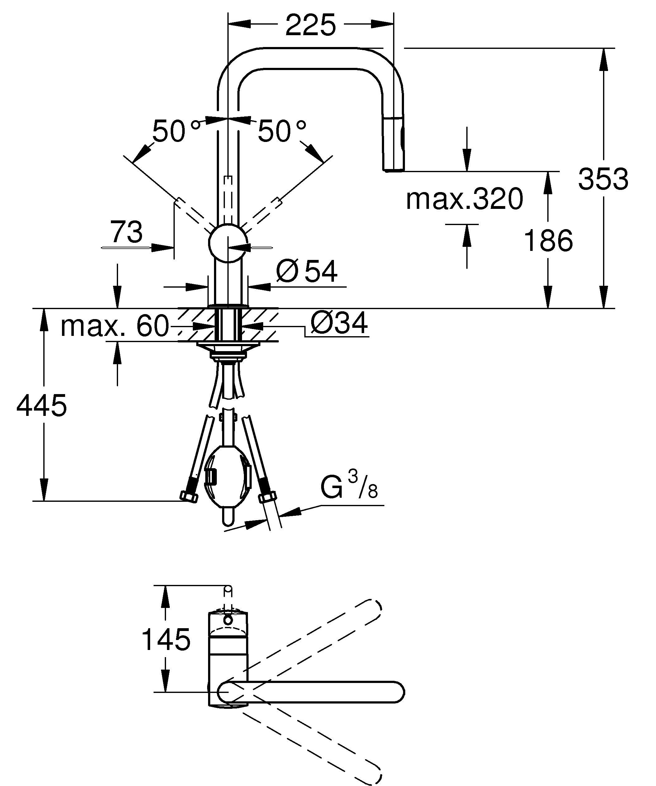 Grohe Minta 32322002 Miscelatore Lavello Cromo Doccetta Estraibile
