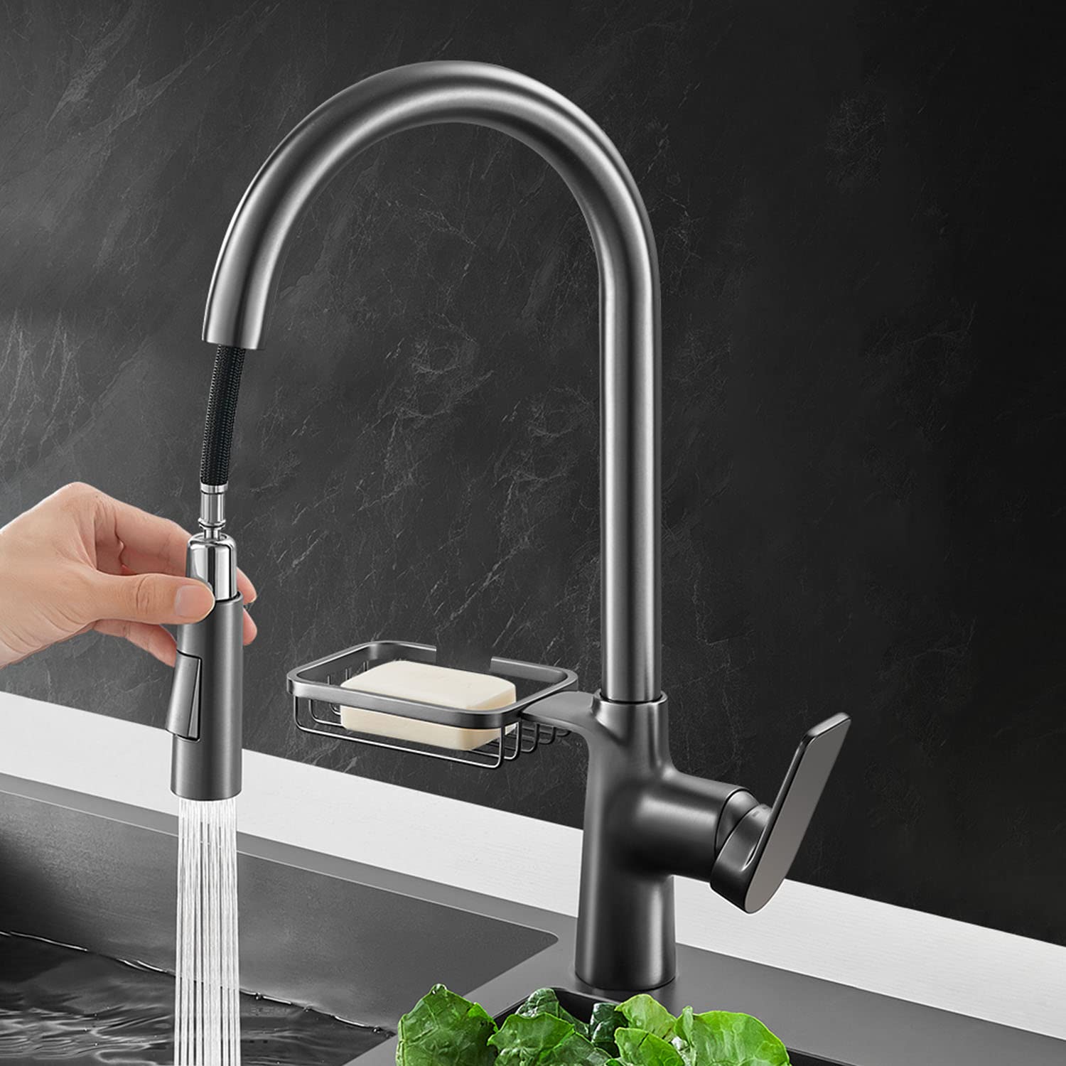 Solvex SP-10044-G rubinetto cucina grigio acciaio inox