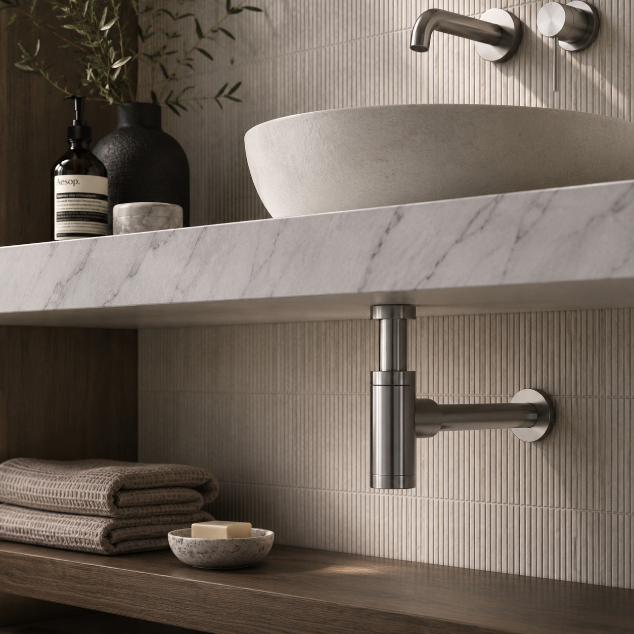 Sined Levante sifone lavabo e bidet canna fucile inox