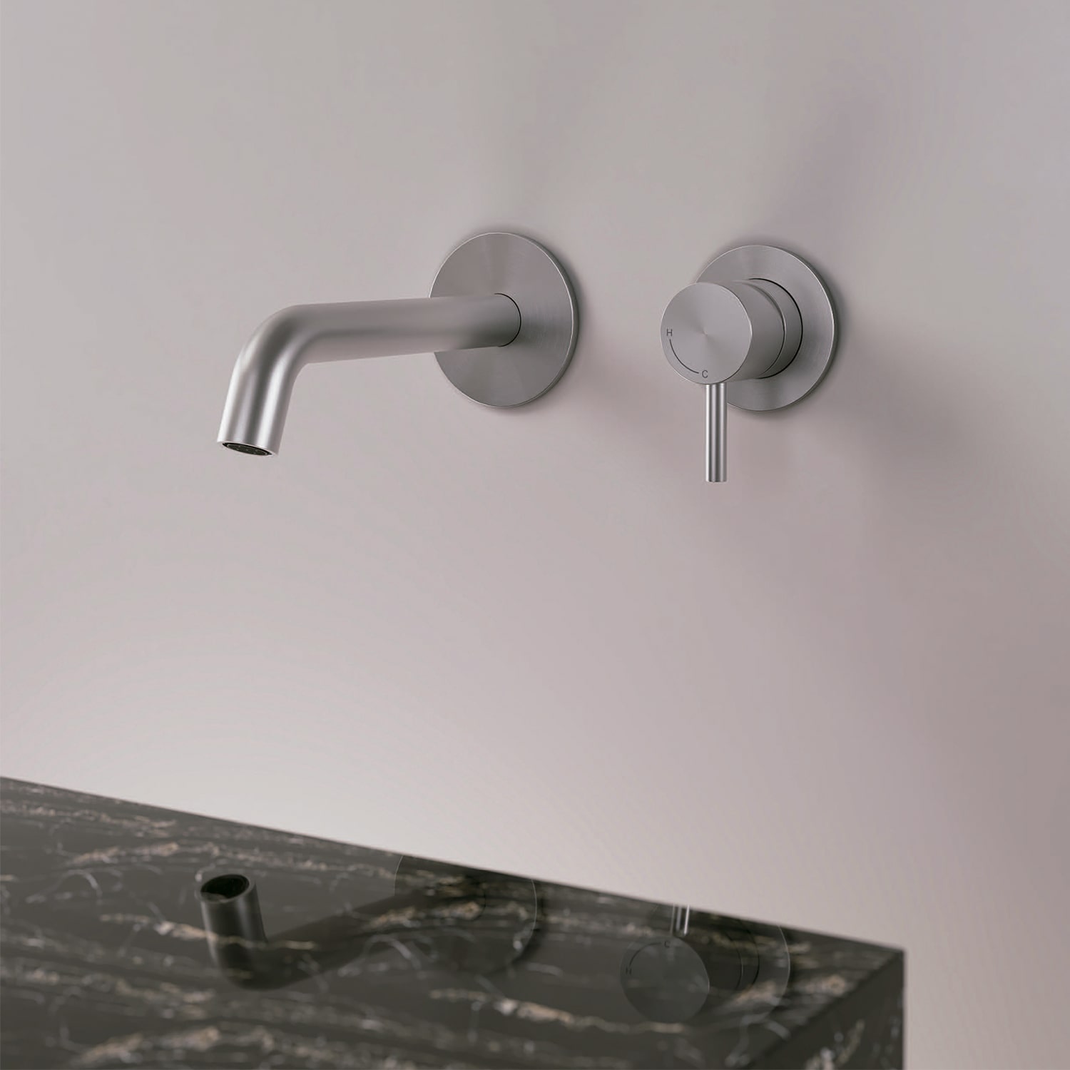 Sined Levante Inox kit rubinetto lavandino a parete satinato