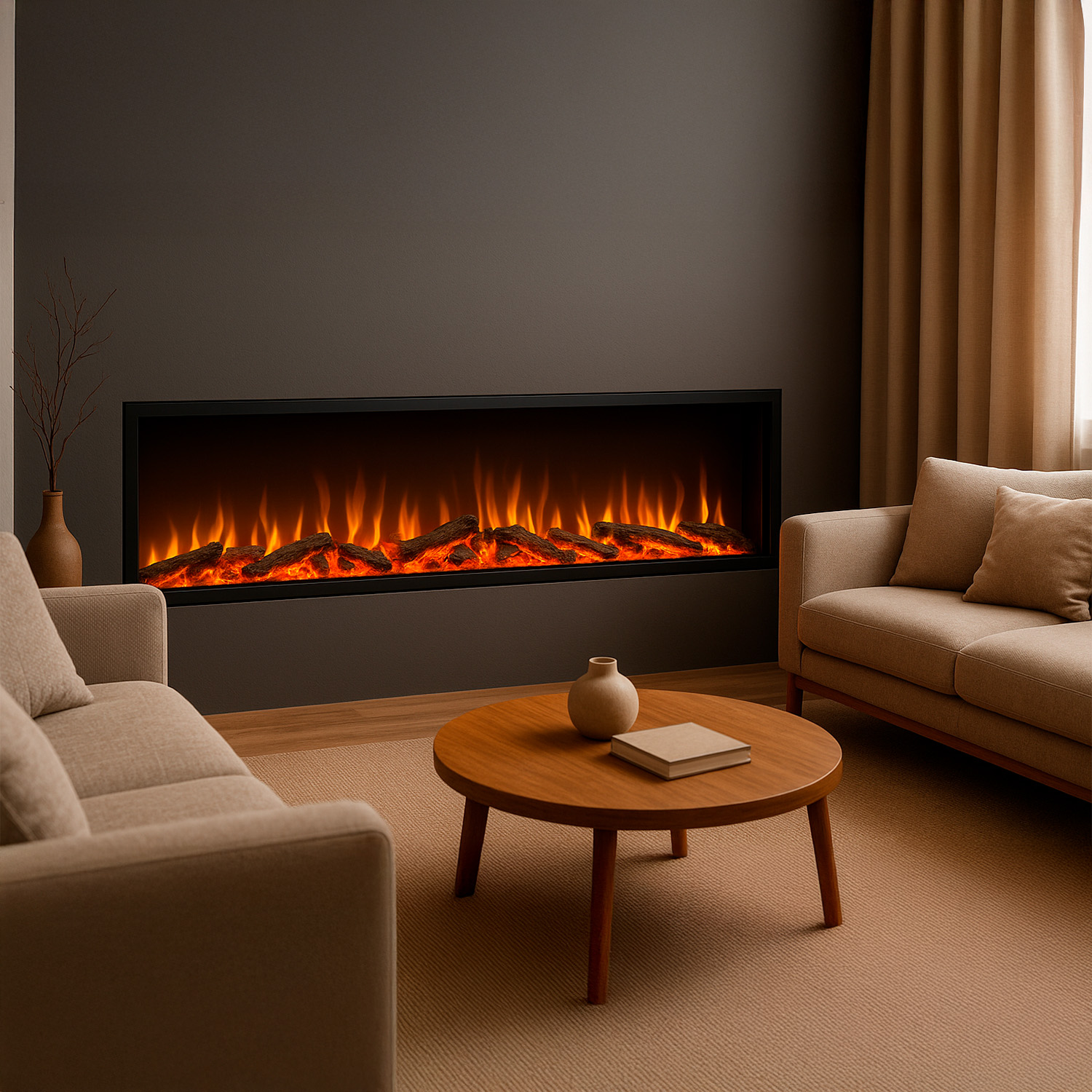 Sined Lasa 150 caminetto elettrico nero vetro