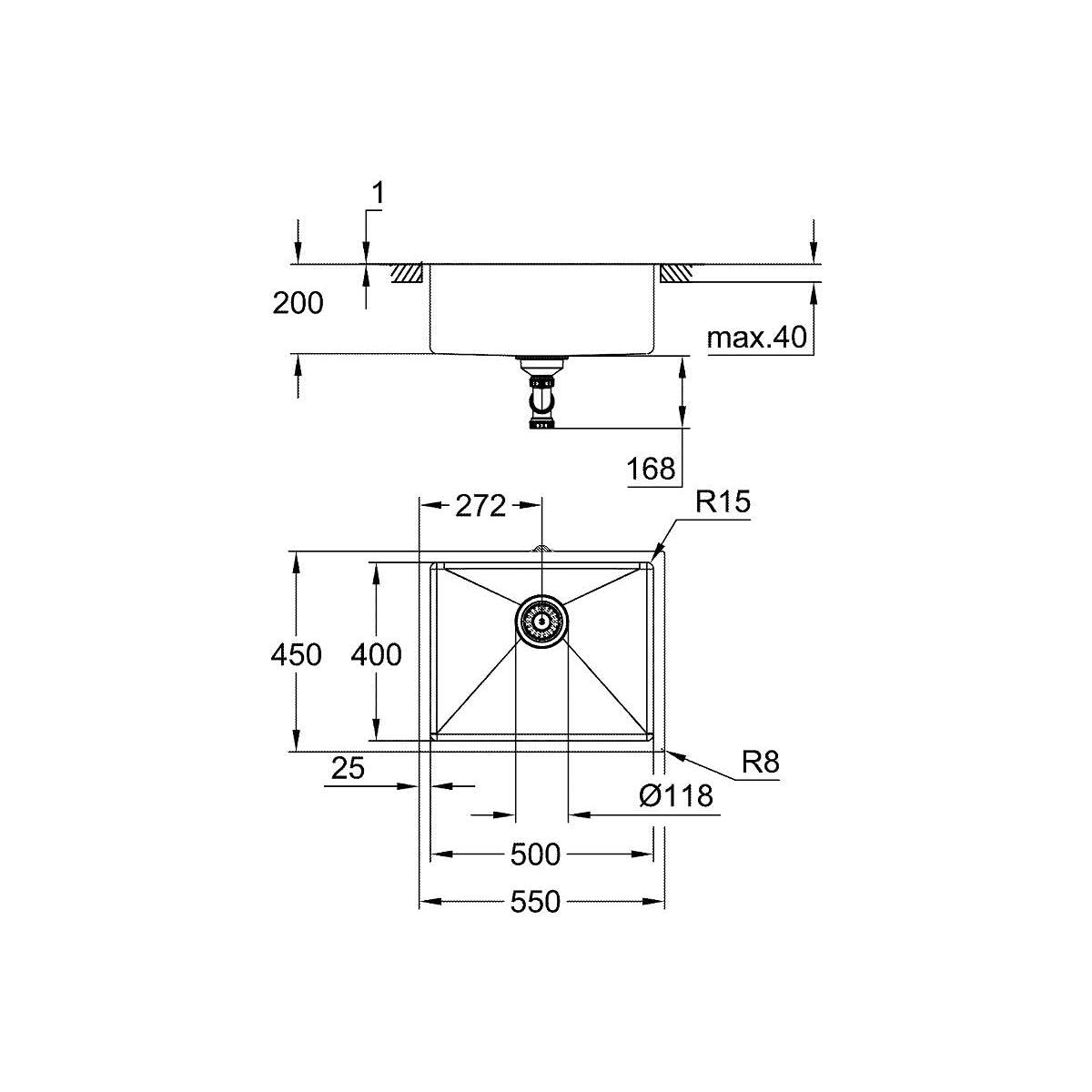 Grohe K700 31574SD1 Lavello Cucina 1 Vasca Acciaio Inox