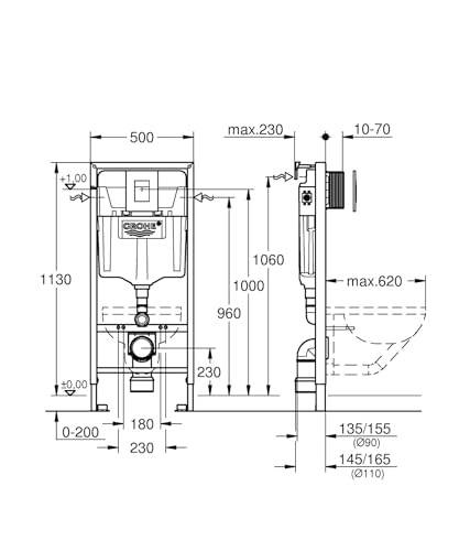 GROHE Rapid SL 38772001 Modulo WC Sospeso con Cassetta