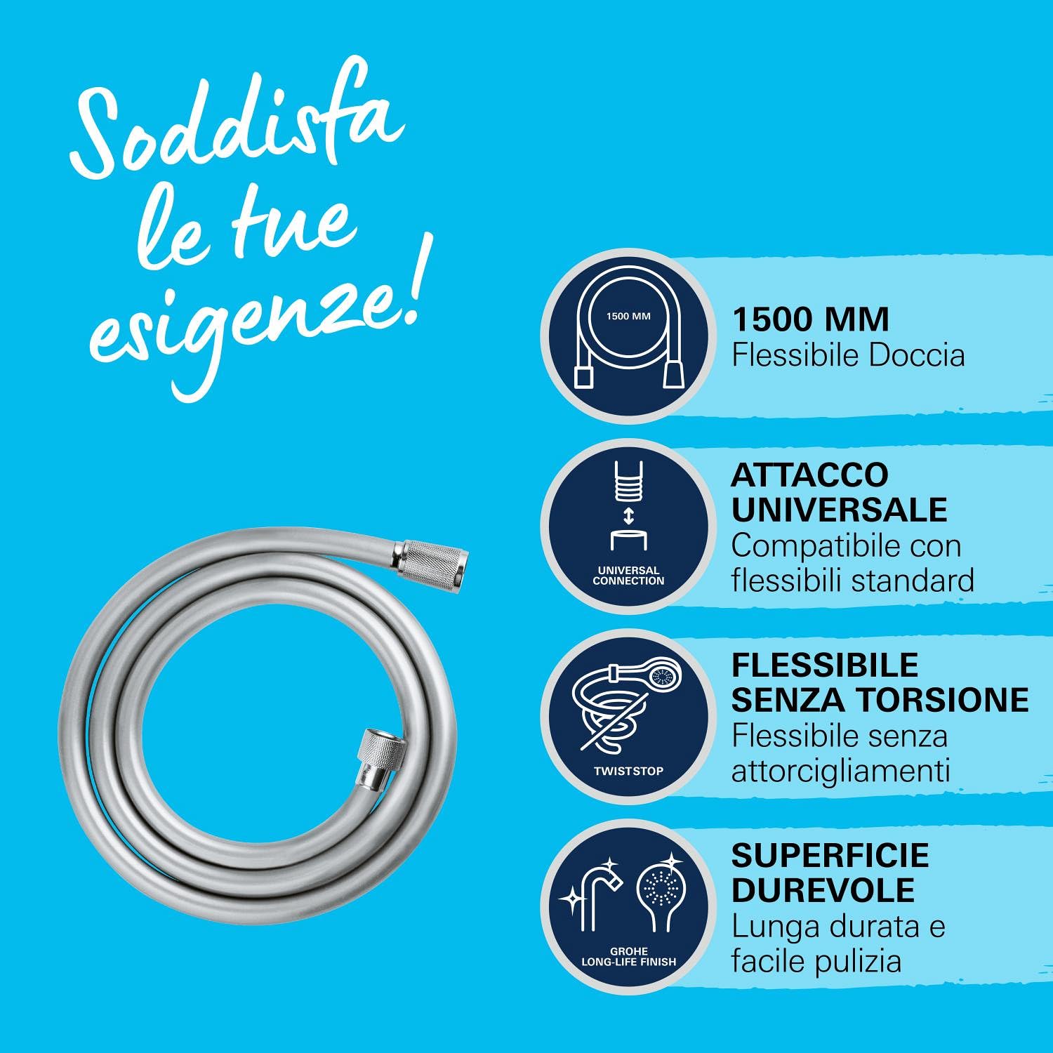 GROHE VitalioFlex Trend 28741002 flessibile doccia 1,5 m metallo