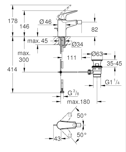 Grohe Swift 24332001 miscelatore bidet cromo risparmio idrico