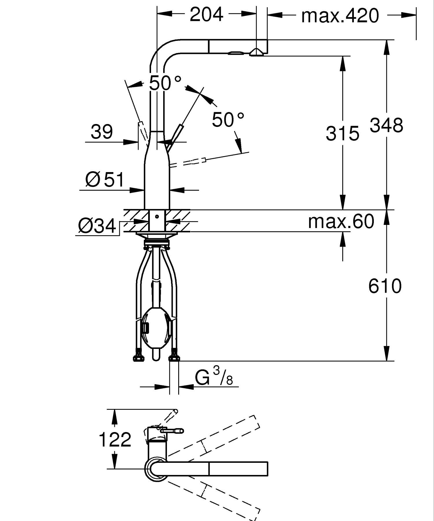 GROHE Essence 30270DC0 miscelatore cucina bocca alta