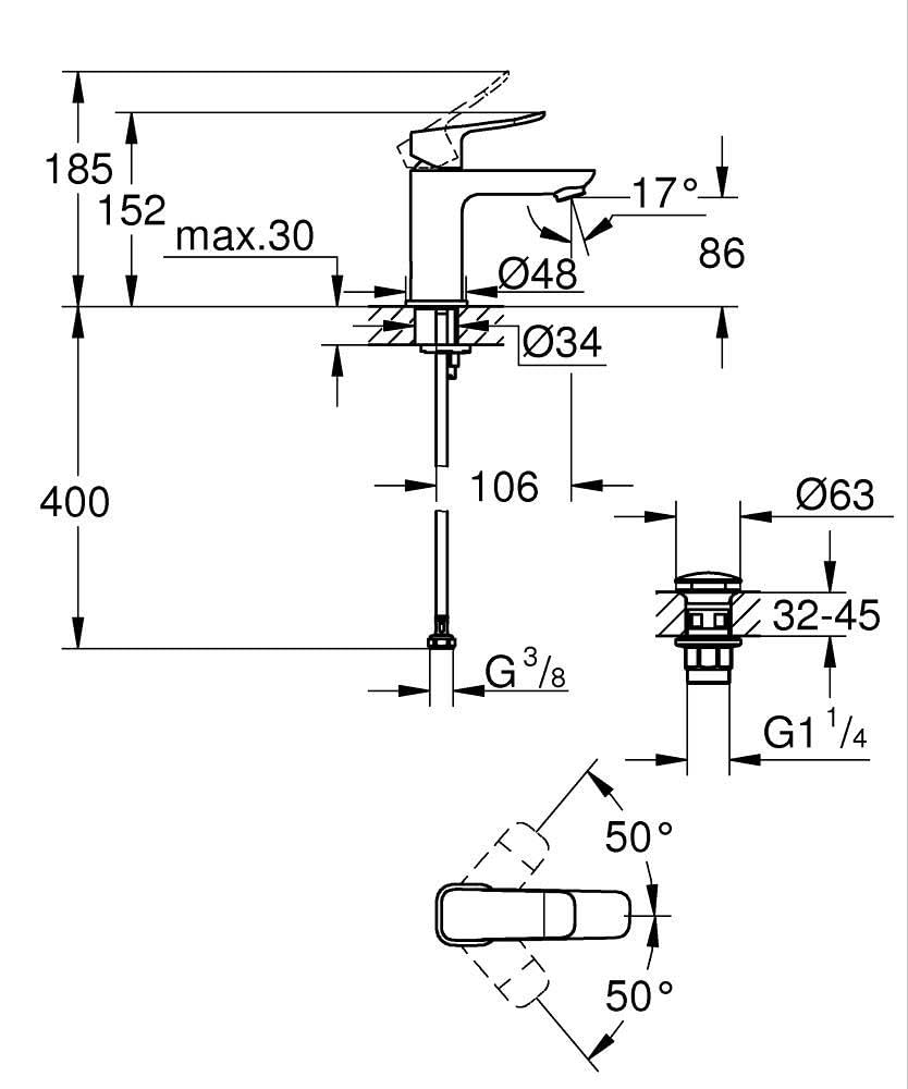 GROHE Dice 1018570000 rubinetto lavabo S-Size cromo