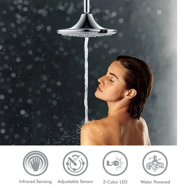 Sined Led 3 soffione doccia 24 cm 3 getti grigio