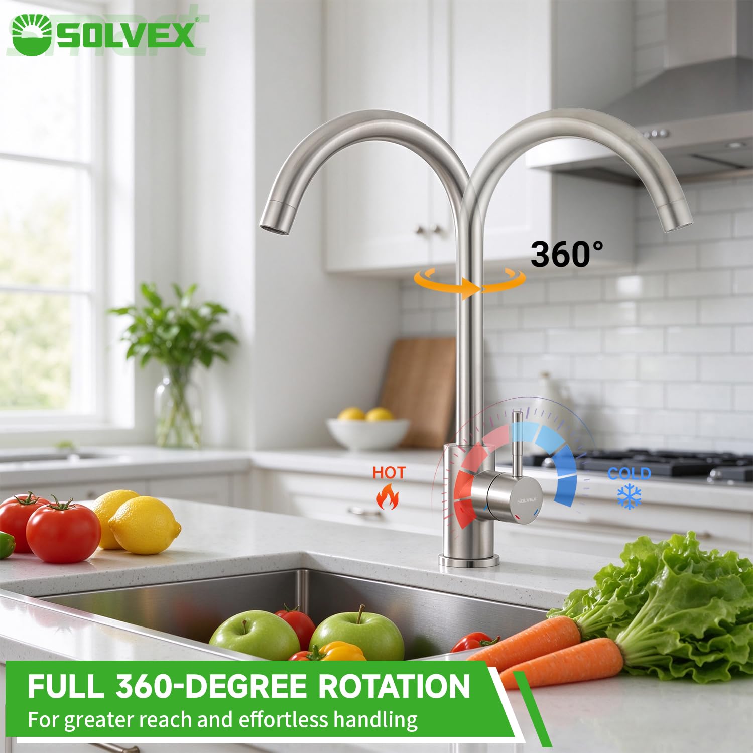 Solvex SP-10020 miscelatore cucina nichel spazzolato acciaio inox