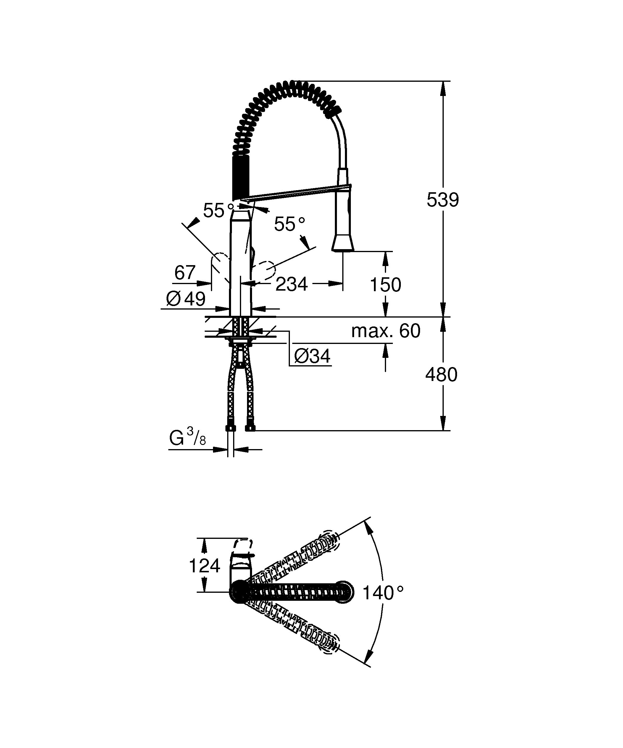 Grohe K7 31379000 miscelatore cucina M cromo con doccetta