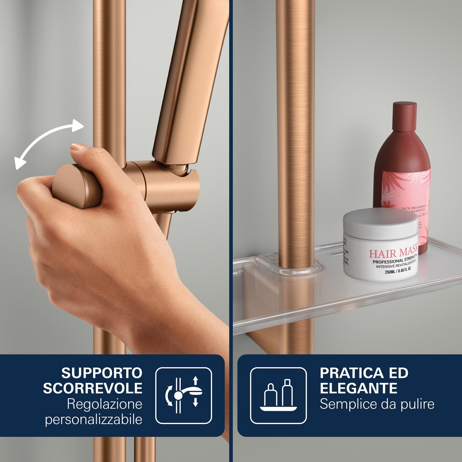 GROHE Vitalio Joy+ 120 134866DL00 saliscendi bronzo con portasapone