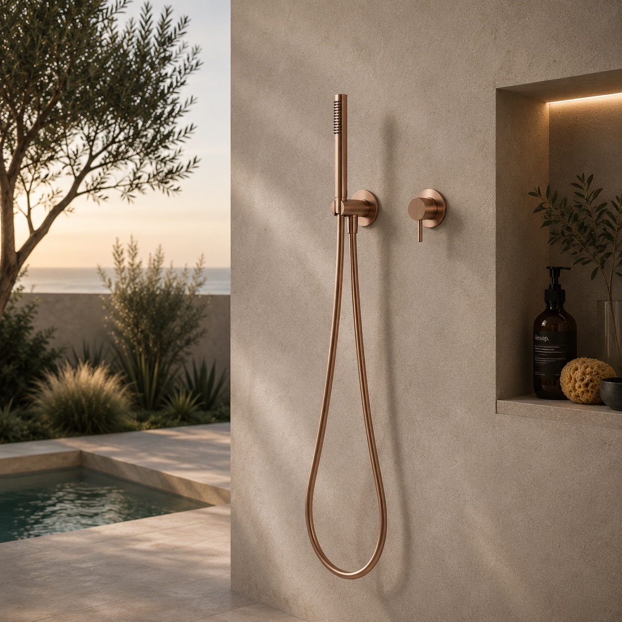 Sined Levante set doccino a muro oro rosa inox 316L