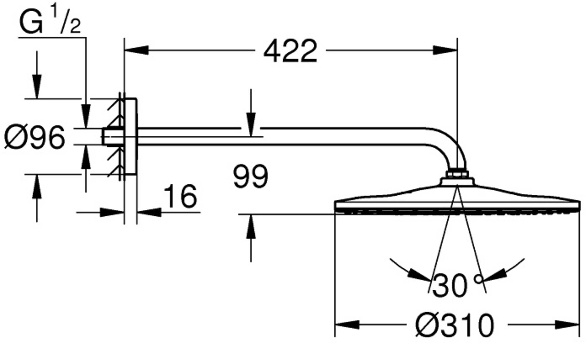 GROHE Rainshower Mono 310 soffione doccia tondo a parete EcoJoy