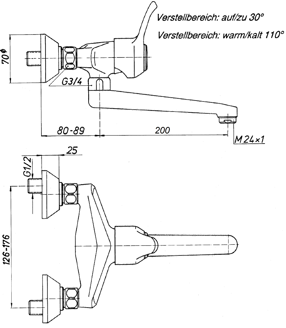 Schmiedl Diagonal GS0925P Miscelatore parete bocca girevole